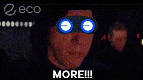 a man with a mask on his eyes is screaming with the words more written below him