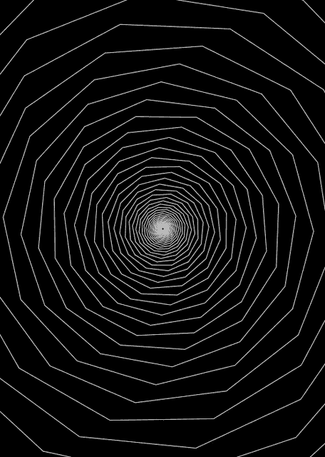 an optical illusion of a spiral with a light at the end of it .