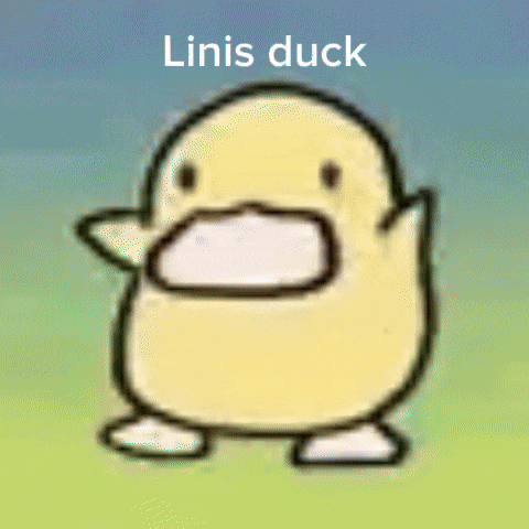 a drawing of a duck with the words linis duck below it