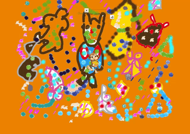 a child 's drawing of a monkey with a crown on its head