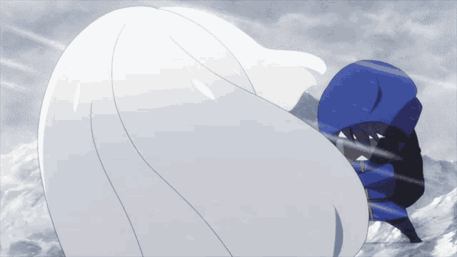 a drawing of a person with a blue cape