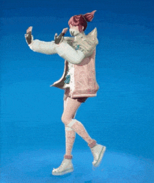 a girl with pink hair is wearing a mask and a pink jacket