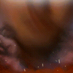a close up of a person 's face with lightning strikes behind it