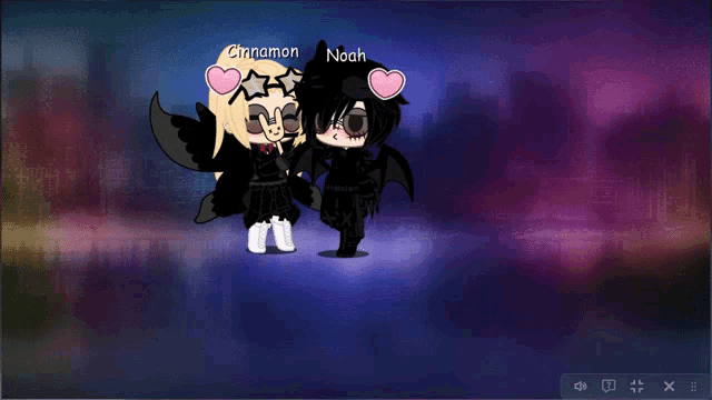cinnamon and noah are standing next to each other in a video game