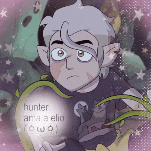 a drawing of a cartoon character with the words hunter ama a elio