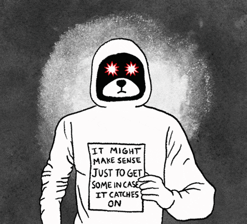 a drawing of a person holding a sign that says it might make sense
