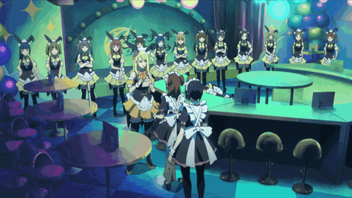 a group of maids are standing in a room