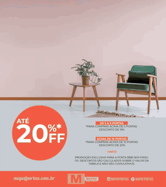 an advertisement for mapaf portas shows a chair and table