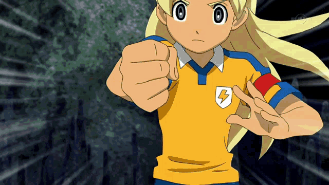 a cartoon character with a lightning bolt on his chest