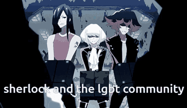 sherlock and the lgbt community is written on the poster