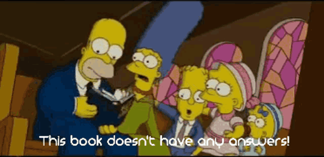 a cartoon of homer simpson reading a book to his family