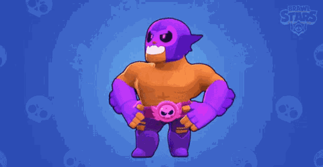 a cartoon character from the game brawl stars is flying through the air