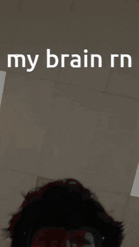 a picture of a person with the words " my brain rn " on the bottom