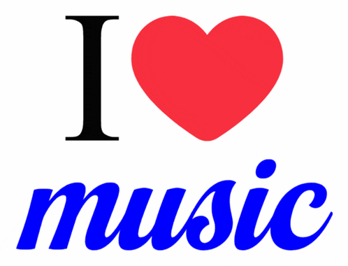 a sign that says " i love music " with a red heart