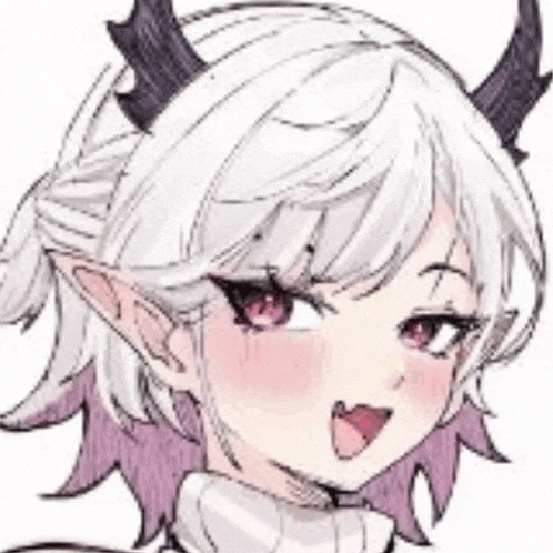 a close up of a girl with horns on her head and ears .