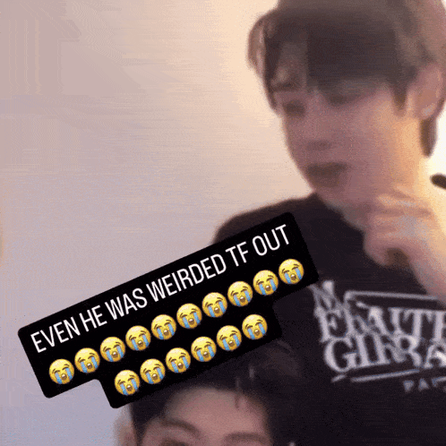 a picture of a person with a caption that says " even he was weirded tf out "