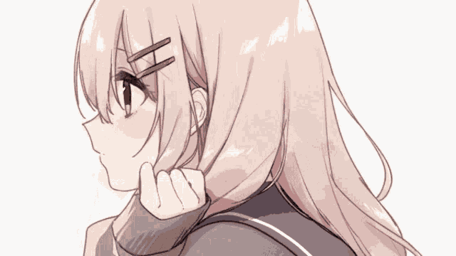 a drawing of a girl with long hair and two hair clips on her head