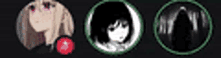 a blurred image of a girl 's face in three different circles