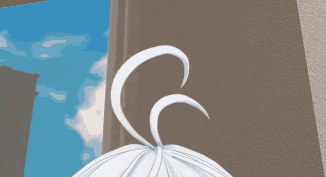 a close up of a person 's white hair with a s on it