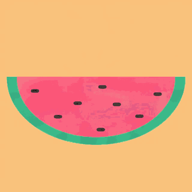 a slice of watermelon with black seeds on a beige background