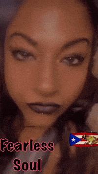 a close up of a woman 's face with the words fearless soul on the bottom