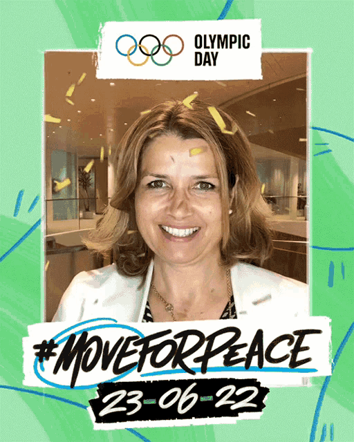 a picture of a woman with the words olympic day on it