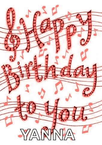 a happy birthday card with green music notes and a treble clef .