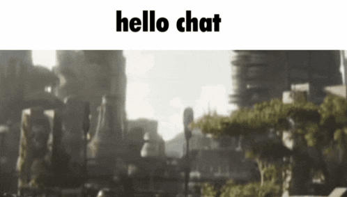 a blurred image of a city with the words hello chat written above it