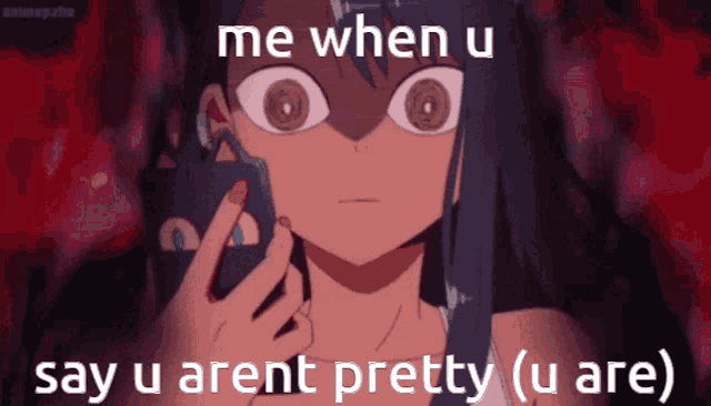 a cartoon of a girl talking on a phone with the caption me when u say u arent pretty ( u are