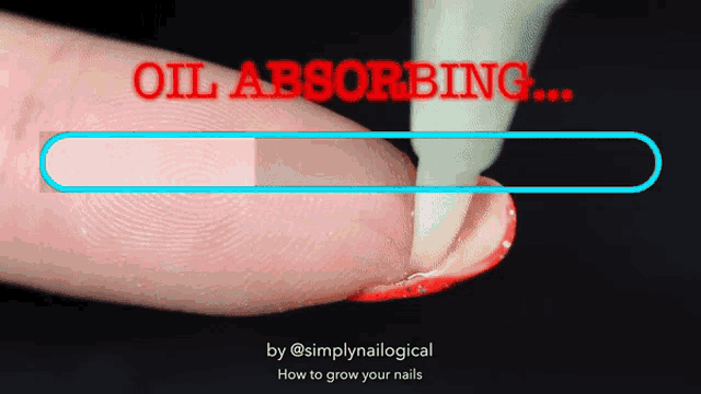 a woman 's finger is shown with the words " oil absorbing " written above it