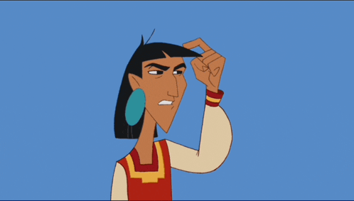 a cartoon character is scratching his head while wearing earrings