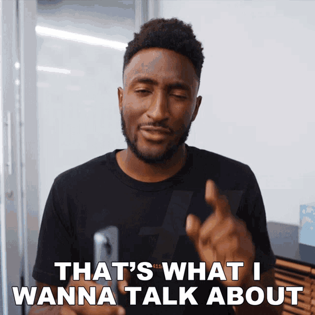 a man says " that 's what i wanna talk about " while pointing at something
