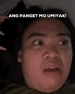 a man is making a funny face with the words ang panget mo umiyak