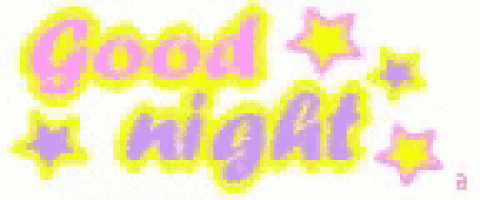 the words `` good night '' are written in pink and yellow with stars .