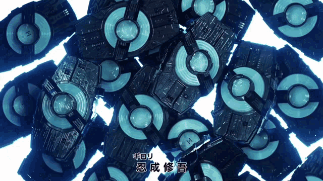 a bunch of black boxes with circles on them and chinese writing
