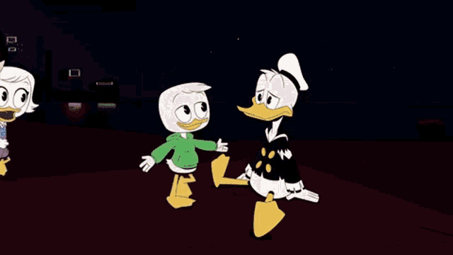 a group of cartoon ducks are dancing together