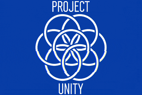 a blue background with the words project unity in white letters