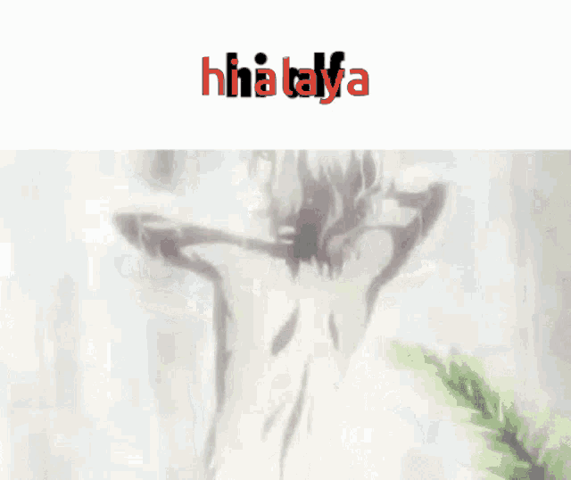a close up of a person 's face with the word hiatalya in red letters