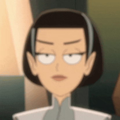 a close up of a cartoon character 's face with a serious expression .