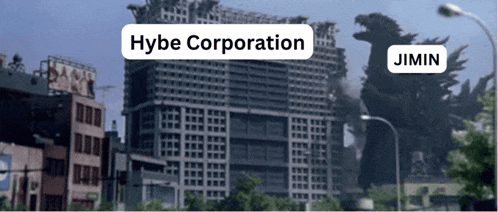 a picture of a building with the words hybe corporation and jimin