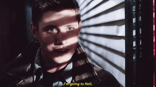 a man says i 'm going to hell in front of a window