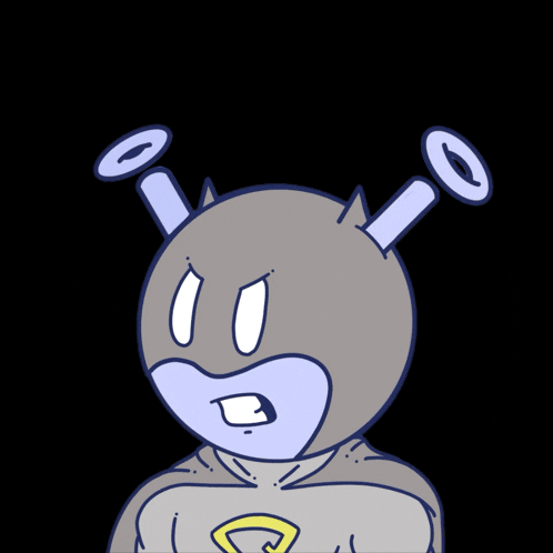 a cartoon drawing of a superhero with a yellow circle around his chest
