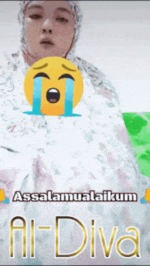 a picture of a woman with a tear coming out of her eye and the words assalamualaikum al-diva