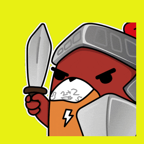 a cartoon character is holding a sword and wearing a helmet that says 000