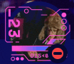 a blurred image of a person 's face surrounded by numbers and circles .