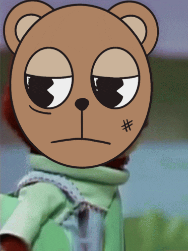 a cartoon teddy bear with a # on its face