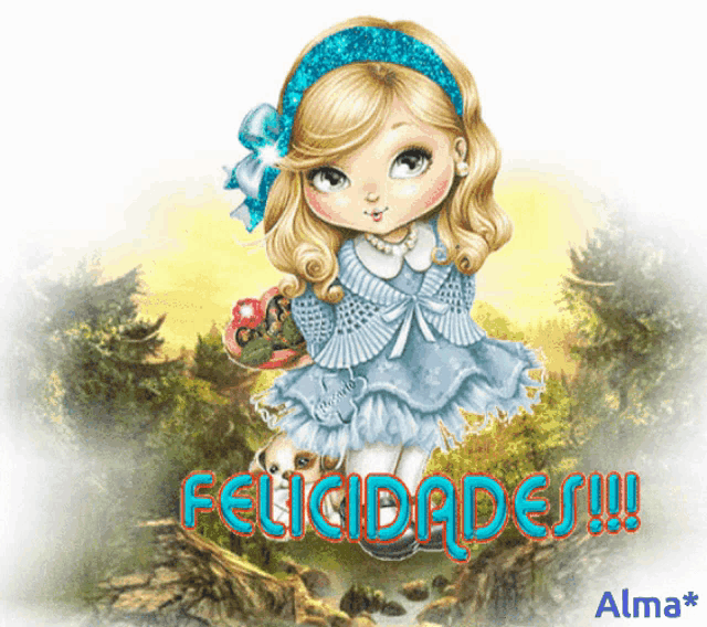 a cartoon of a little girl with the words felicidades written on it