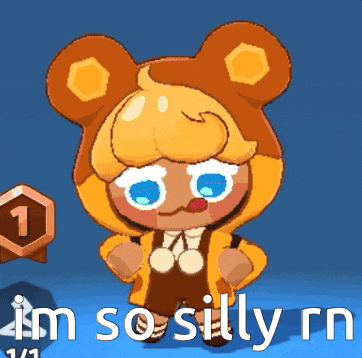 a cartoon character with the words i 'm so silly rn written below it