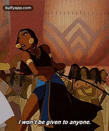 a cartoon of a woman holding a sword and saying `` i won 't be given to anyone . ``