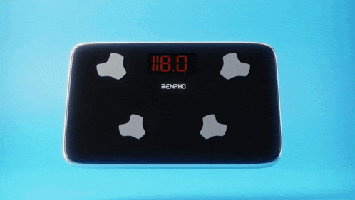 a renpho smart scale displays a weight of 118.0 pounds